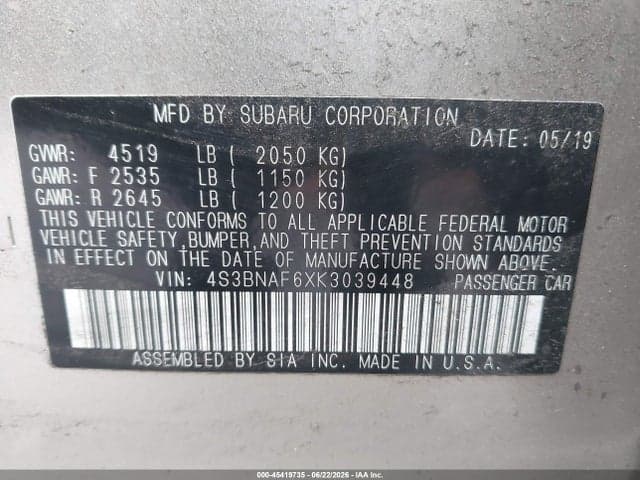 2019 SUBARU LEGACY 2.5I PREMIUM 9
