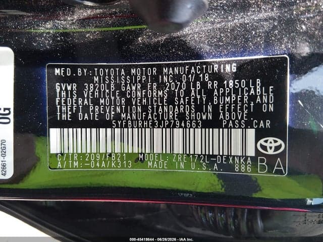 2018 TOYOTA COROLLA LE 9