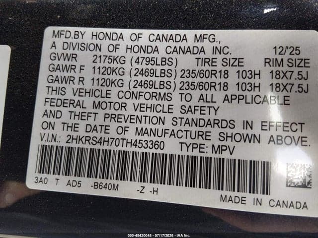 2026 HONDA CR-V EX-L AWD 9