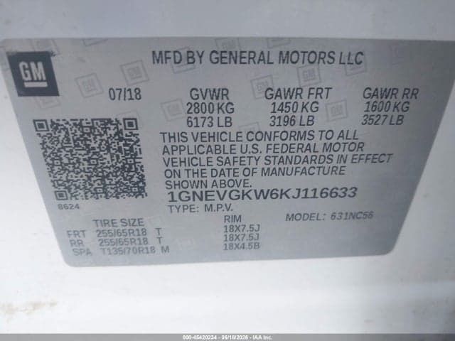 2019 CHEVROLET TRAVERSE 1LT 9
