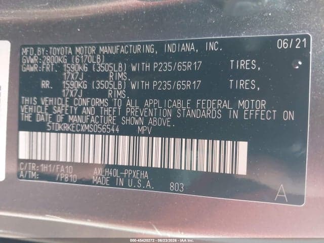 2021 TOYOTA SIENNA LE 9