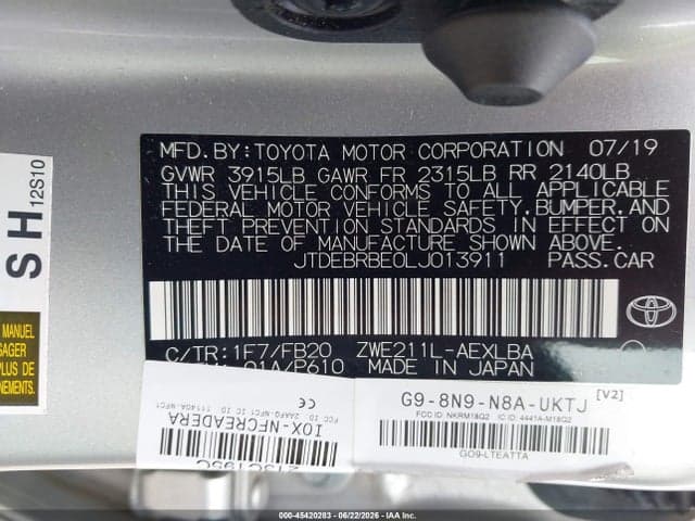 2020 TOYOTA COROLLA HYBRID LE 9