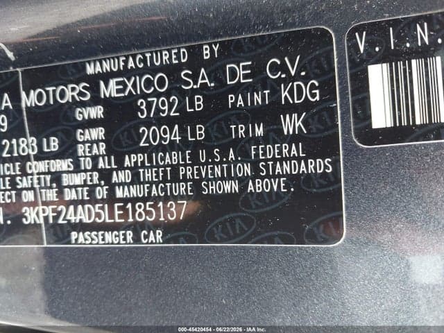 2020 KIA FORTE FE 9