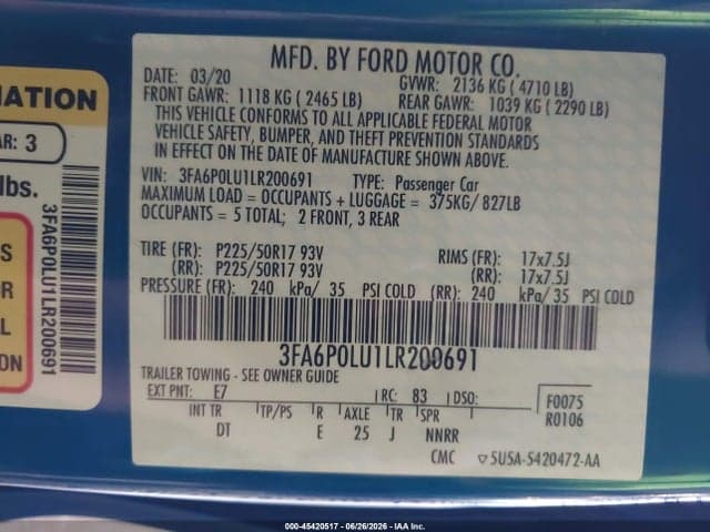 2020 FORD FUSION HYBRID SE 9