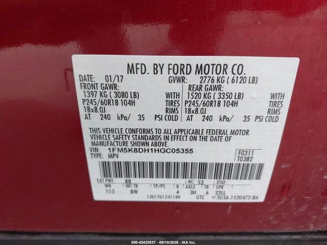 2017 FORD EXPLORER XLT 9