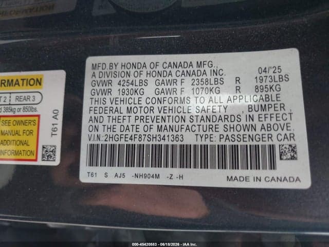 2025 HONDA CIVIC HYBRID SPORT/SPORT TOURING 9