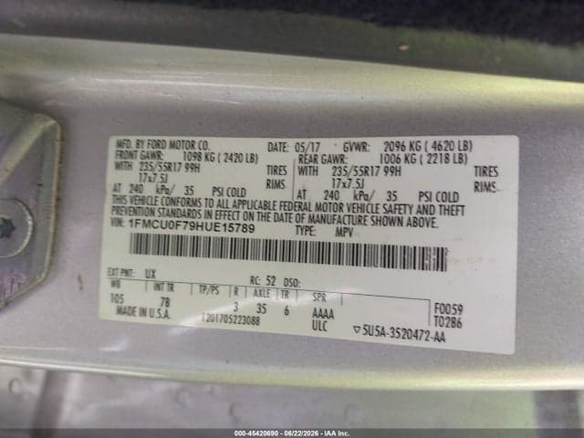 2017 FORD ESCAPE S 9