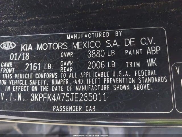 2018 KIA FORTE LX 9