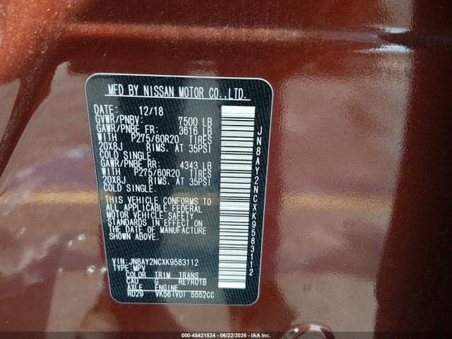2019 NISSAN ARMADA SL 9