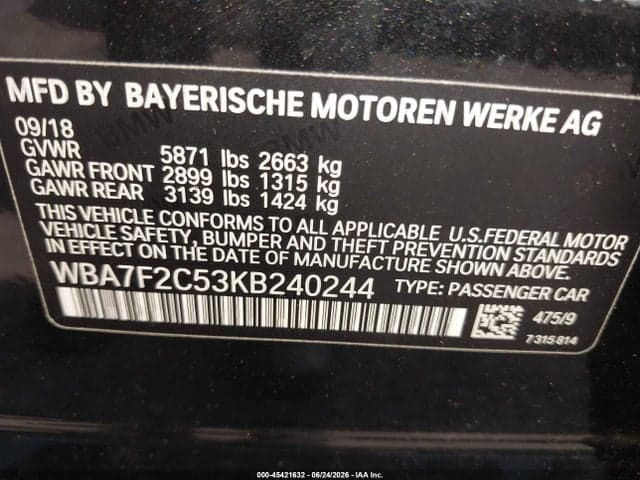 2019 BMW 750I XDRIVE 9