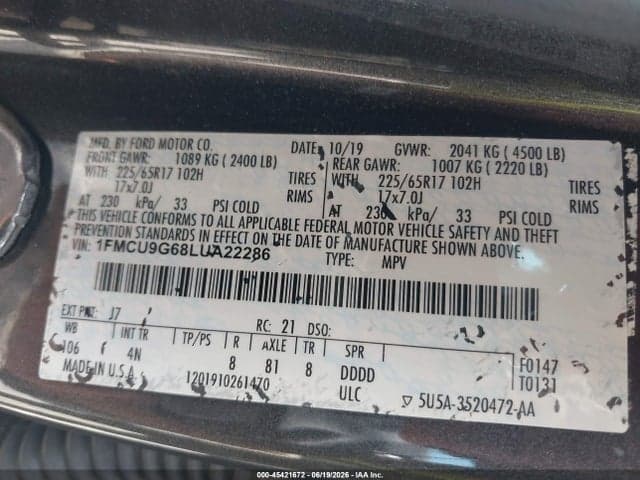 2020 FORD ESCAPE SE 9