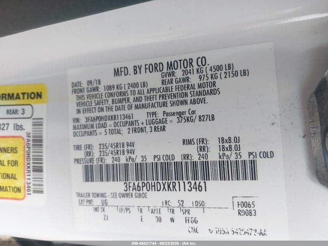 2019 FORD FUSION SE 9