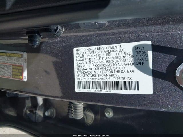 2021 HONDA RIDGELINE AWD RTL 9