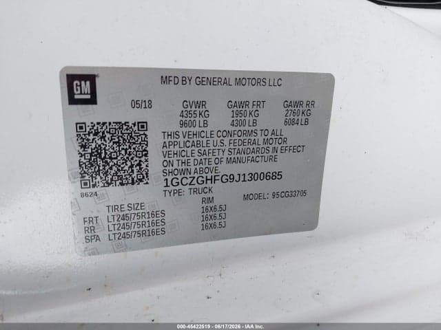 2018 CHEVROLET EXPRESS 3500 WORK VAN 9