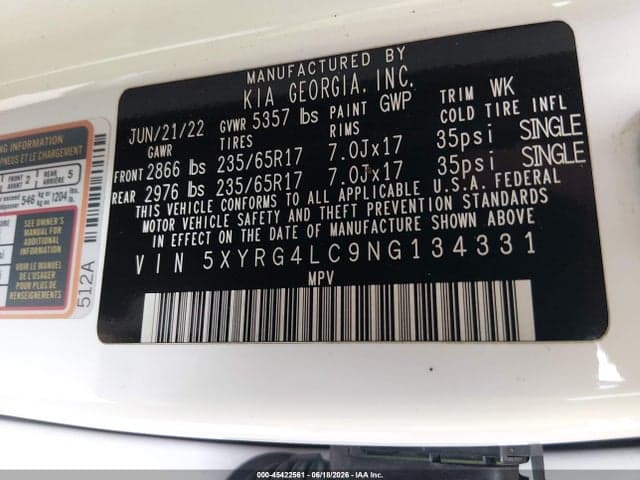 2022 KIA SORENTO LX 9