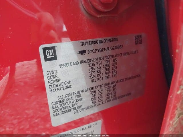 2020 CHEVROLET SILVERADO 1500 4WD SHORT BED CUSTOM 9