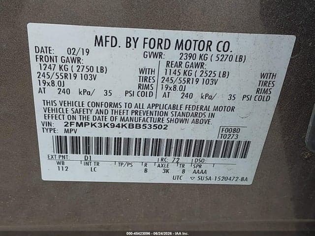 2019 FORD EDGE TITANIUM 9