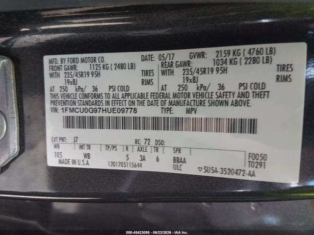 2017 FORD ESCAPE SE 9
