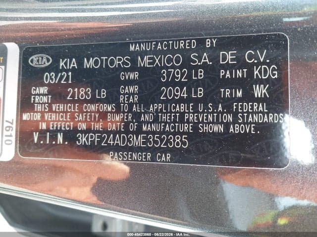 2021 KIA FORTE LXS 9