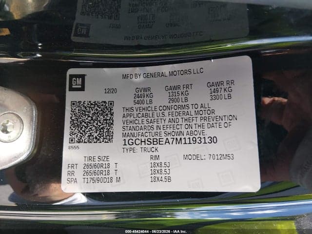 2021 CHEVROLET COLORADO 2WD LONG BOX WT 9