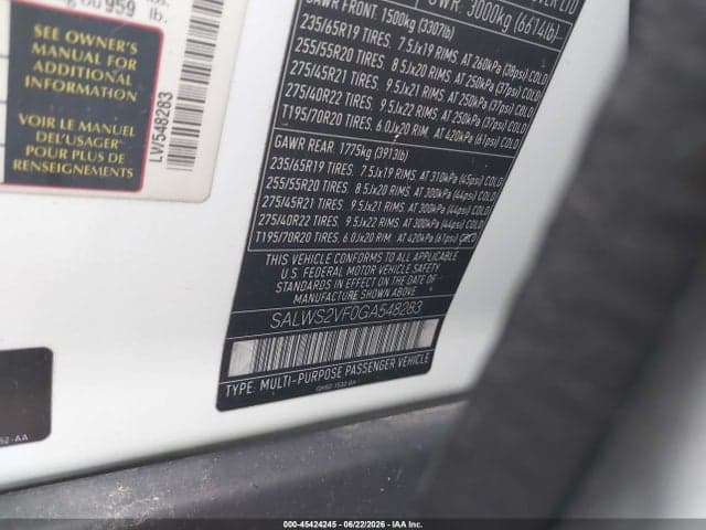 2016 LAND ROVER RANGE ROVER 9