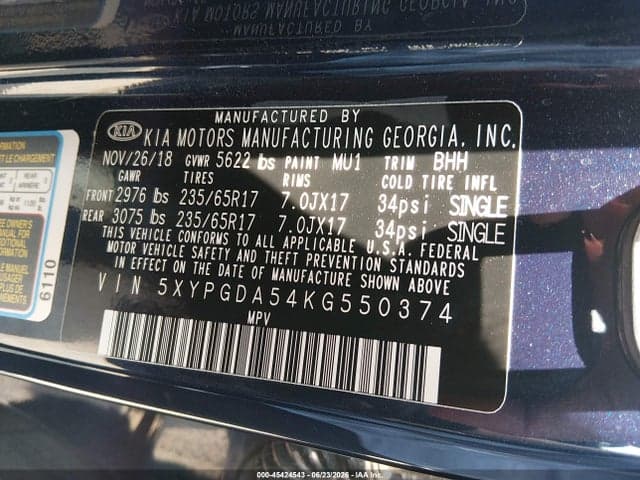 2019 KIA SORENTO 3.3L LX 9