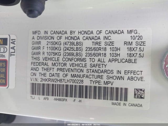 2020 HONDA CR-V AWD EX-L 9