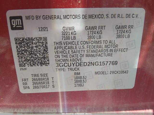 2022 CHEVROLET SILVERADO 1500 LTD 4WD SHORT BED LT 9