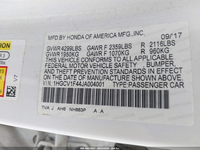 2018 HONDA ACCORD EX 10