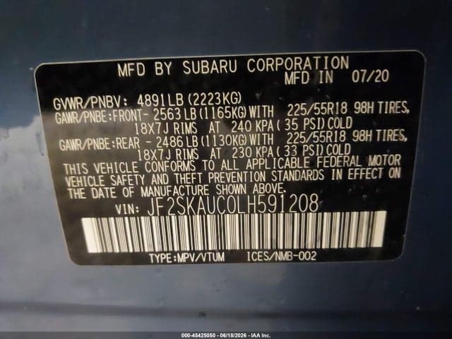 2020 SUBARU FORESTER LIMITED 9
