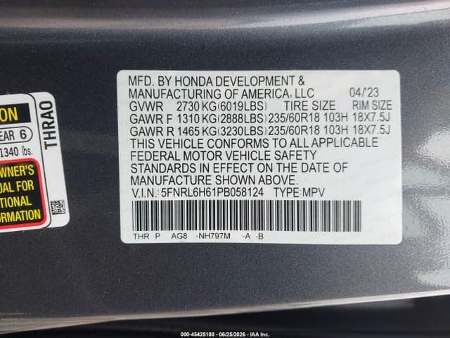 2023 HONDA ODYSSEY EX-L 9