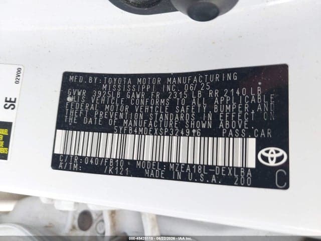 2025 TOYOTA COROLLA LE 9