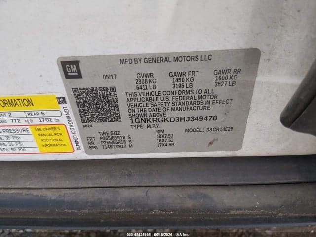 2017 CHEVROLET TRAVERSE 1LT 9