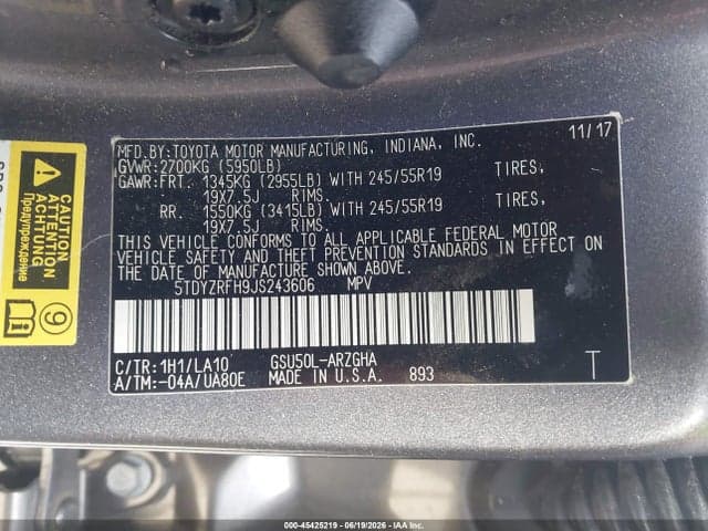 2018 TOYOTA HIGHLANDER LIMITED 9