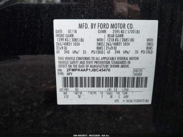2018 FORD EDGE SPORT 9