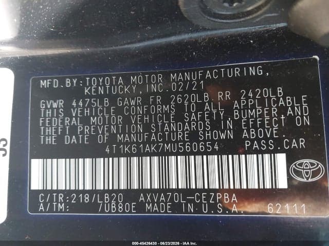 2021 TOYOTA CAMRY XSE 9