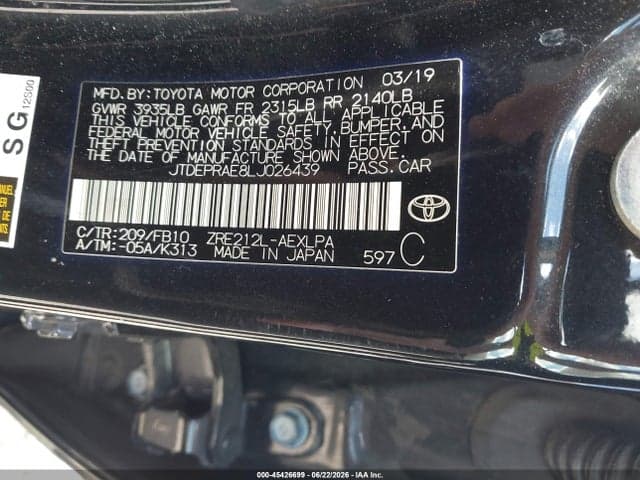 2020 TOYOTA COROLLA LE 9