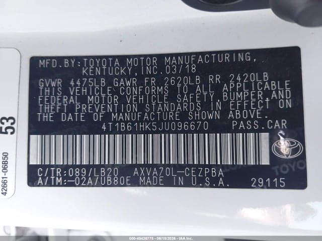 2018 TOYOTA CAMRY XSE 9