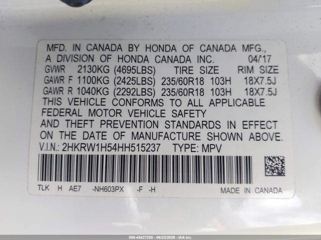 2017 HONDA CR-V EX 9
