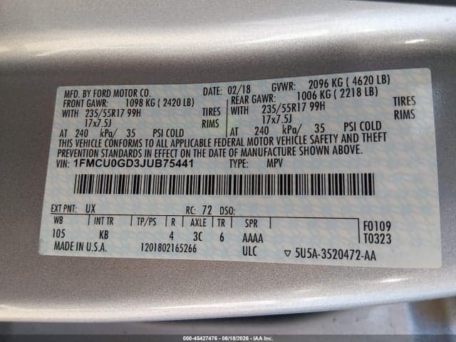 2018 FORD ESCAPE SE 9