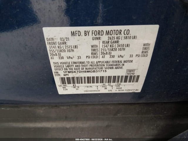 2021 FORD EXPLORER XLT 9