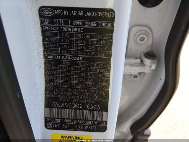 2016 LAND ROVER RANGE ROVER 9