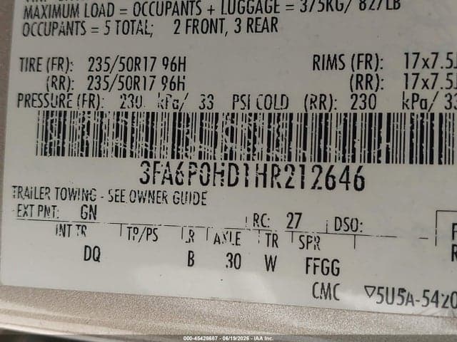 2017 FORD FUSION SE 9