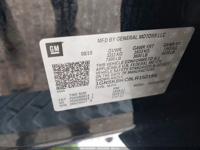 2020 CHEVROLET TAHOE 4WD LT 9