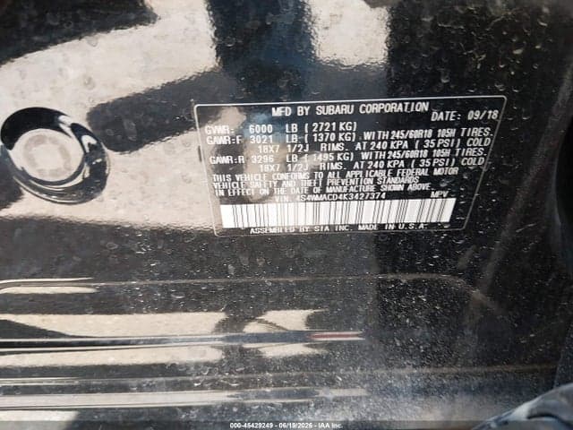 2019 SUBARU ASCENT PREMIUM 9