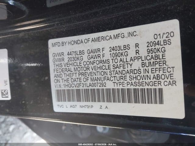 2020 HONDA ACCORD SPORT 2.0T 9