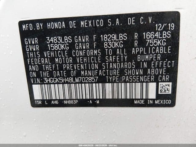 2020 HONDA FIT LX 9