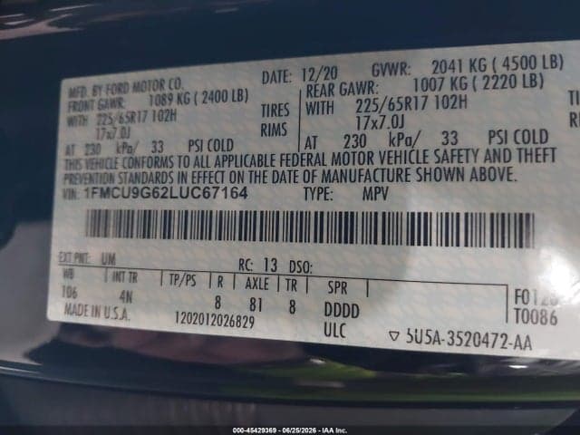 2020 FORD ESCAPE SE 9