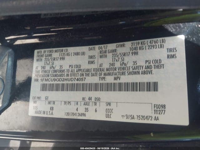 2017 FORD ESCAPE SE 9
