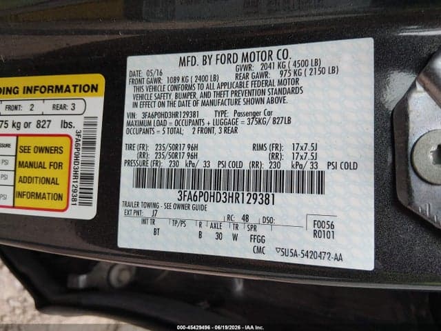 2017 FORD FUSION SE 9